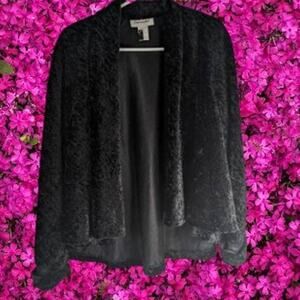 Connected MP vintage crushed velvet high/low open waterfall jacket. Evening wear